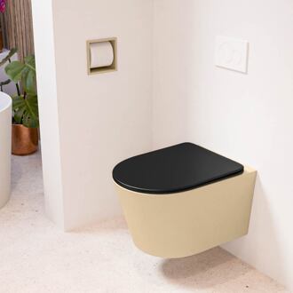 LAVIE hangend toilet single fire rimless diepspoel Sand, Toiletzitting met quick-release & softclose Urban