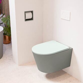 LAVIE hangend toilet single fire rimless diepspoel Smoke, Toiletzitting met quick-release & softclose Greey