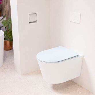 LAVIE hangend toilet single fire rimless diepspoel Talc, Toiletzitting met quick-release & softclose Clay