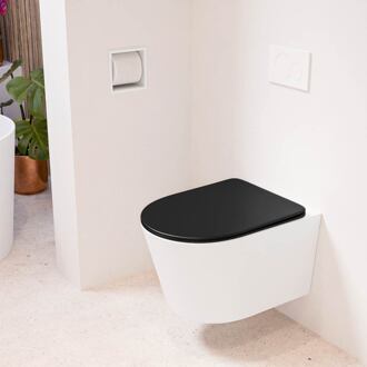 LAVIE hangend toilet single fire rimless diepspoel Talc, Toiletzitting met quick-release & softclose Urban