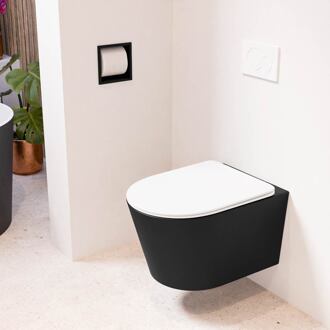 LAVIE hangend toilet single fire rimless diepspoel Urban, Toiletzitting met quick-release & softclose Talc