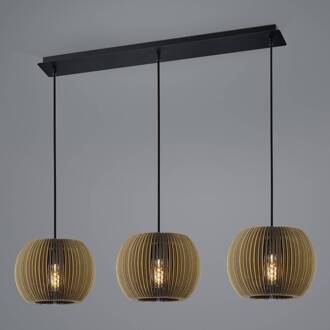 Layer hanglamp van karton, rond, 3-lamps bruin, zwart