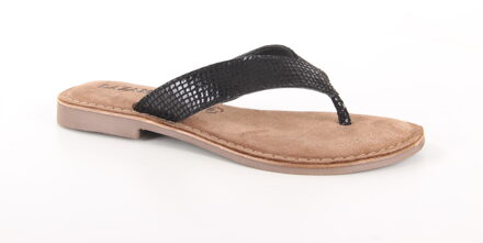 Lazamani leren teenslippers zwart - 36