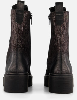 Lazamani Metallic Veterboots grijs Leer - 36,37,38,39,40