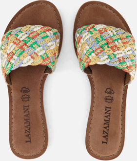 Lazamani Raffia Slippers wit Synthetisch Combinatie - 36,37,38,39,40,41,42