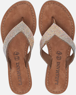 Lazamani Rainbow Slippers zilver Leer - 36,37,38,39,40,41,42,43,44