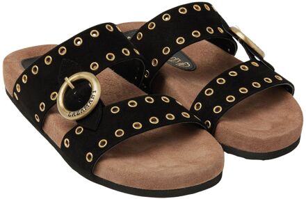 Lazamani Two Straps One Buckle Slippers Dames zwart - goud - 39