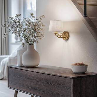 Lazar wandlamp, grijs/goud antiek, Ø 20 cm, textiel/metaal grijs, goud antiek