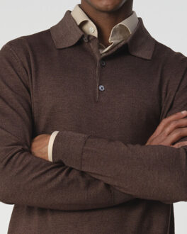 Lazenby polo met lange mouwen Bruin - XXXL