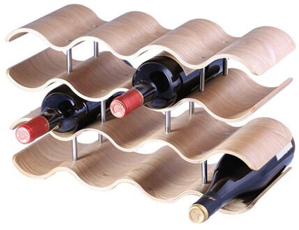 Lber Houten Golf Wijnrek Thuis Druif Wijn Plank Wijnkast/Massief Houten Fles Rack (4 lagen 42.5X15.5X24Cm)