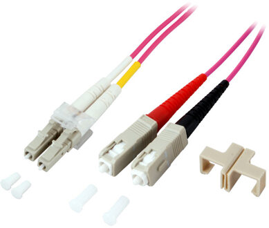 LC-SC 50/125µ Glasvezel kabel 1 m OM4 Roze