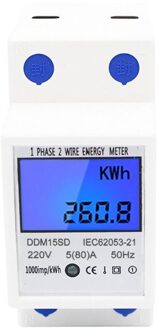 Lcd Backlight 1 Fase 2 Draden 5(80A) Energiemeter Din Rail Elektrische Meter Monitor
