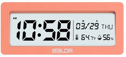 Lcd Batterij Aangedreven Groot Scherm Digitale Wekker Batterij Inbegrepen (Wit) roze