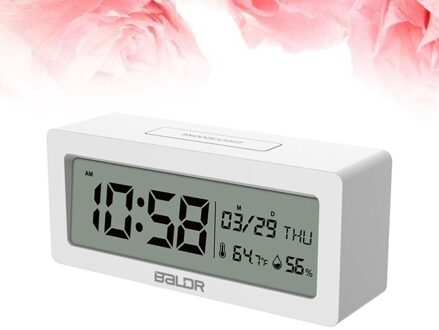 Lcd Batterij Aangedreven Groot Scherm Digitale Wekker Batterij Inbegrepen (Wit)