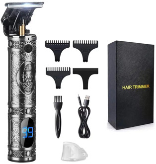 LCD cordless zero gapped T blade hair trimmer outliner salon clippers USB rechargeable barber beard shaver for men haircut