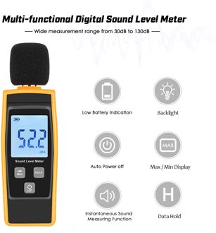 Lcd Digital Sound Level Meter Db Meter 30-130dBA Noise Volume Meten Decibel Monitor Tester Met Max/Min/data Hold Modus