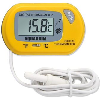 Lcd Digitale Aquarium Thermometer Met Sonde Zuignap Fish Tank Water Elektronische Thermometer Meting Geel