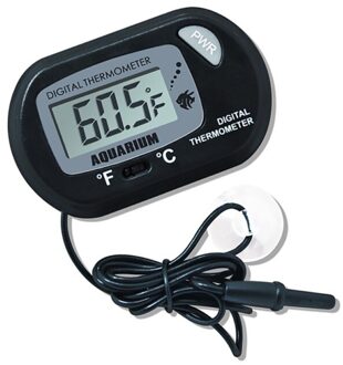 Lcd Digitale Aquarium Thermometer Met Sonde Zuignap Fish Tank Water Elektronische Thermometer Meting zwart