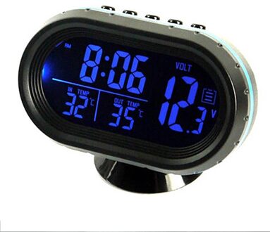 Lcd Digitale Auto Thermometer Voltage Meter Monitor Klok Alarm