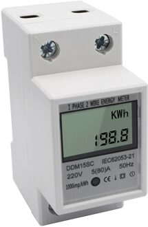 Lcd Digitale Display Eenfase Din-Rail Energy Meter 5-80A 220V 50Hz Elektronische Kwh Meter Stroomverbruik monitor DDM15SC