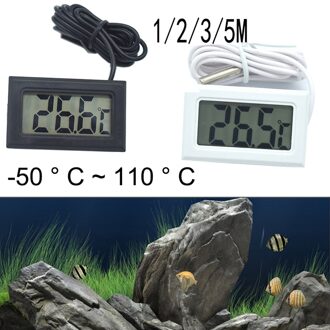 Lcd Digitale Temperatuur Aquarium Elektronische Precisie Aquarium Thermometer Meten Met Waterdichte Sonde wit-met 1m lijn