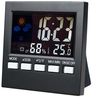 Lcd Digitale Thermometer Hygrometer Indoor Elektronische Temperatuur-vochtigheidsmeter Klok Weerstation JS23