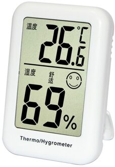 Lcd Digitale Thermometer Hygrometer Temperatuur Vochtigheid Sensor Vocht Meter Lcd Tijd Desktop Tafel Klokken wit