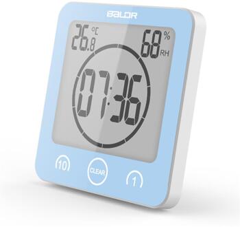 Lcd Digitale Waterdichte Voor Water Spatten Badkamer Wandklok Douche Klokken Timer Temperatuur Vochtigheid Keuken Wassen Kamer Timers blauw