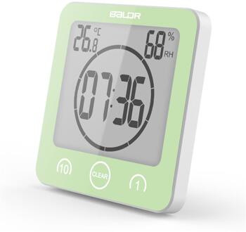 Lcd Digitale Waterdichte Voor Water Spatten Badkamer Wandklok Douche Klokken Timer Temperatuur Vochtigheid Keuken Wassen Kamer Timers groen