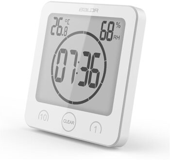 Lcd Digitale Waterdichte Voor Water Spatten Badkamer Wandklok Douche Klokken Timer Temperatuur Vochtigheid Keuken Wassen Kamer Timers wit