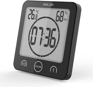 Lcd Digitale Waterdichte Voor Water Spatten Badkamer Wandklok Douche Klokken Timer Temperatuur Vochtigheid Keuken Wassen Kamer Timers zwart
