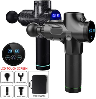 LCD Display Body Massage Gun Exercising Muscle Electric Massager Gun head Massager for Neck and Back Vibrator Slimming Shaping