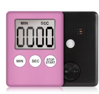 Lcd Display Minuut Tweede Countdown Tijd Herinnering Ultra-Dunne Digitale Kookwekker Batterij Operated Met Magnetische Back TSLM1 roze
