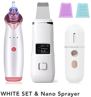 Lcd Display Ultrasone Huid Scrubber Trillingen Gezicht Spatel Comedondrukker Facial Scrubber Schop Schoon Kruidnagel Verwijderaars groen