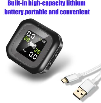 LCD Display Waterdichte Draadloze TPMS Motorfiets Bandenspanningscontrolesysteem Solar Externe Sensor Moto Detectie Gereedschap