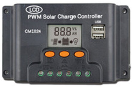 LCD Dual USB Solar Charger Controller 10A 12 V/24 V Zonnepaneel Regulator Charge Batterij PWM