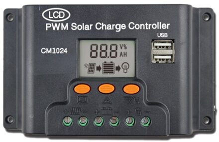 Lcd Dual Usb Solar Charger Controller 10A 12V/24V Zonnepaneel Regulator Charge Batterij Pwm