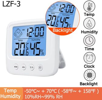 Lcd Elektronische Digitale Temperatuur-vochtigheidsmeter Thermometer Hygrometer Indoor Outdoor Weerstation Klok HTC-1 HTC-2 type A Backlight