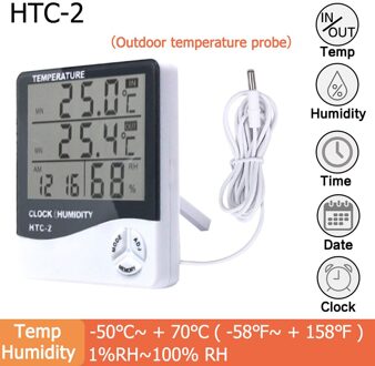 Lcd Elektronische Digitale Temperatuur-vochtigheidsmeter Thermometer Hygrometer Indoor Outdoor Weerstation Klok HTC-1 HTC-2