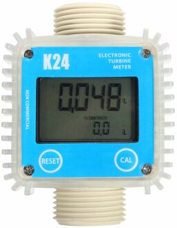 Lcd K24 Turbine Digital Diesel Fuel Flow Meter Voor Chemicaliën Water Zee Passen Counter Gauge Vloeistof Meten Benzine Flowmeter blauw