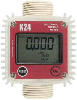 Lcd K24 Turbine Digital Diesel Fuel Flow Meter Voor Chemicaliën Water Zee Passen Counter Gauge Vloeistof Meten Benzine Flowmeter rood