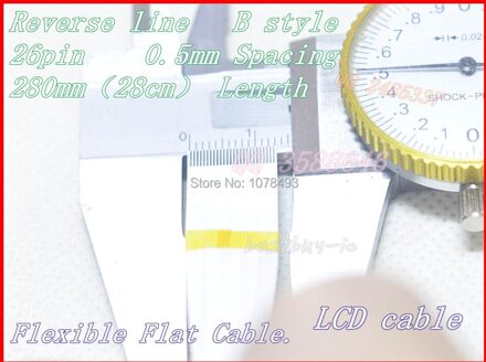LCD Kabel 0.5mm Afstand + 280mm Lengte + 26Pin B/Reverse lijn Soft draad FFC Flexibele Platte Cable.26P * 0.5B * 280 MM