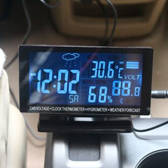 Lcd-scherm Auto Thermometer Klok Hygrometer Digital Automotive Temperatuur Meter Weersverwachting Indoor en Outdoor