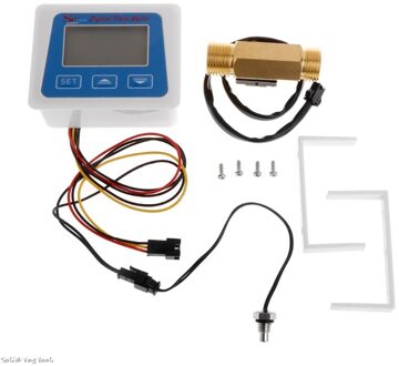 Lcd-scherm Digitale Flow Meter + Messing Flow Sensor Temperatuur Meten YF-B7 Hall Sensor Meter