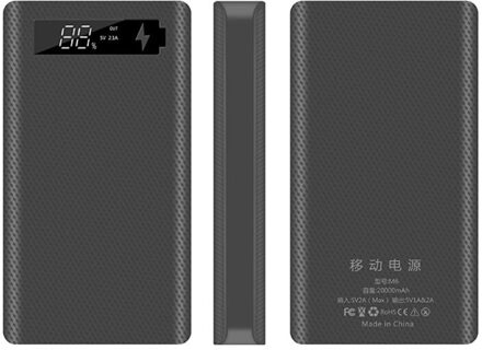 Lcd-scherm Diy 6X18650 Batterij Case Power Bank Shell Draagbare Externe Doos Zonder Batterij Powerbank Protector zwart