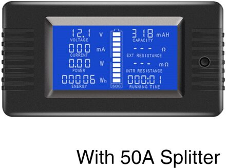Lcd-scherm Engels Weerstand Voltmeter Meter Elektriciteit Voltage Auto Monitor Met Achtergrondverlichting 0-200V Solar Batterij Tester met 50A Splitter