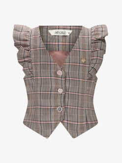 Le Chic Meisjes gilet elize boyfriend check Veelkleurig - 116
