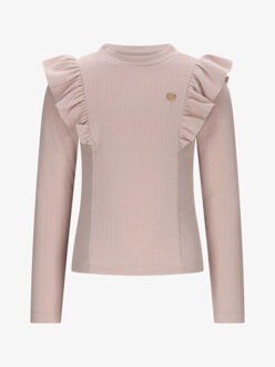 Le Chic Meisjes longsleeve nadya knit vibes ruffle cafe au lait Bruin - 110