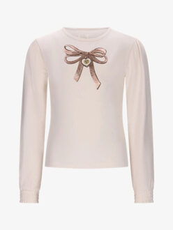 Le Chic Meisjes longsleeve nonsy bow print Ecru - 116