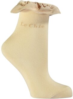 Le Chic Meisjes sokken met tule - Raven - Licht cappuccino - Maat 31/34